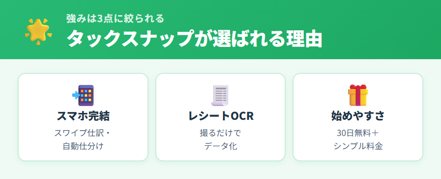 タックスナップが選ばれる理由