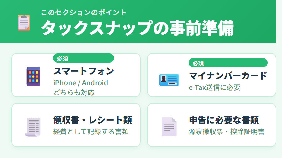 タックスナップ事前準備チェックリスト