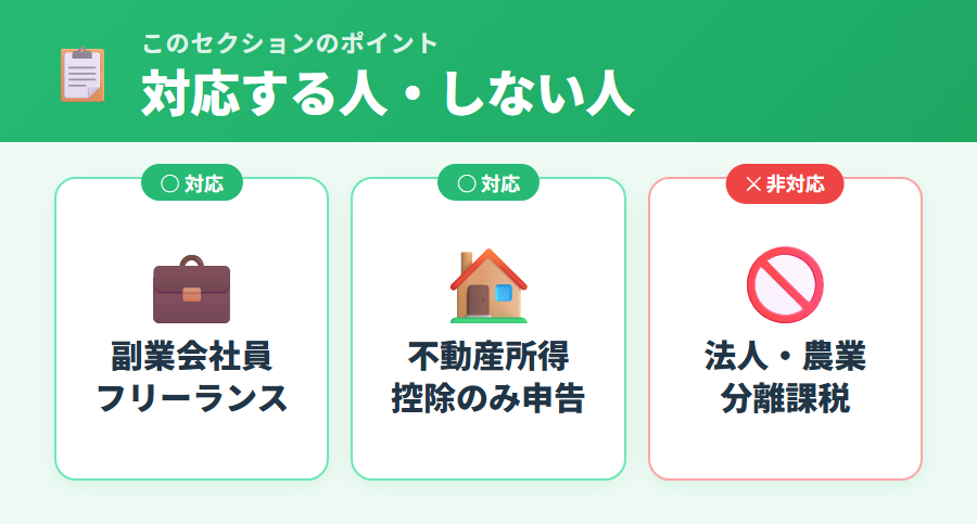 タックスナップで確定申告できる人・できない人の対応図解
