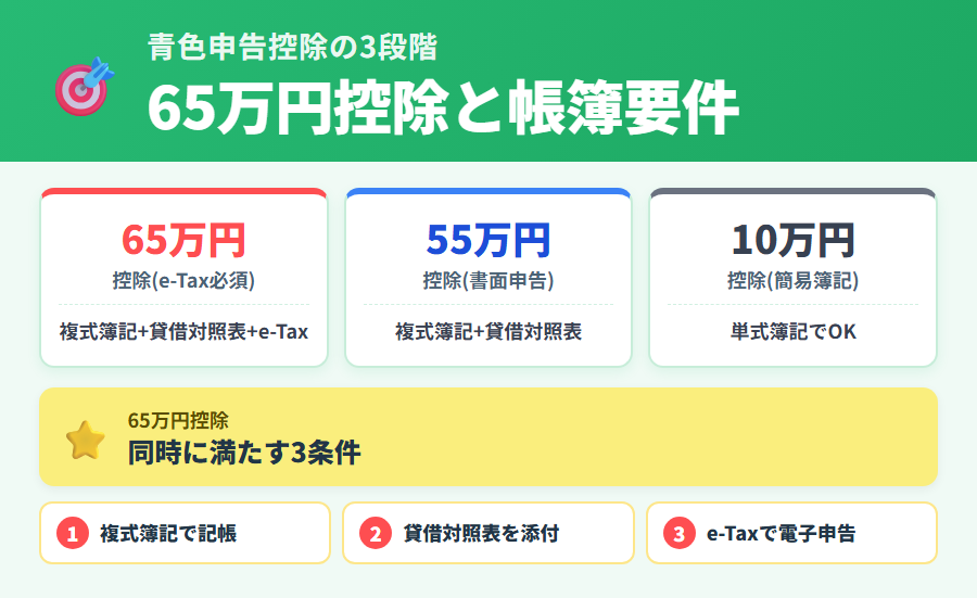 青色申告65万円控除に必要な帳簿の条件(複式簿記と貸借対照表)