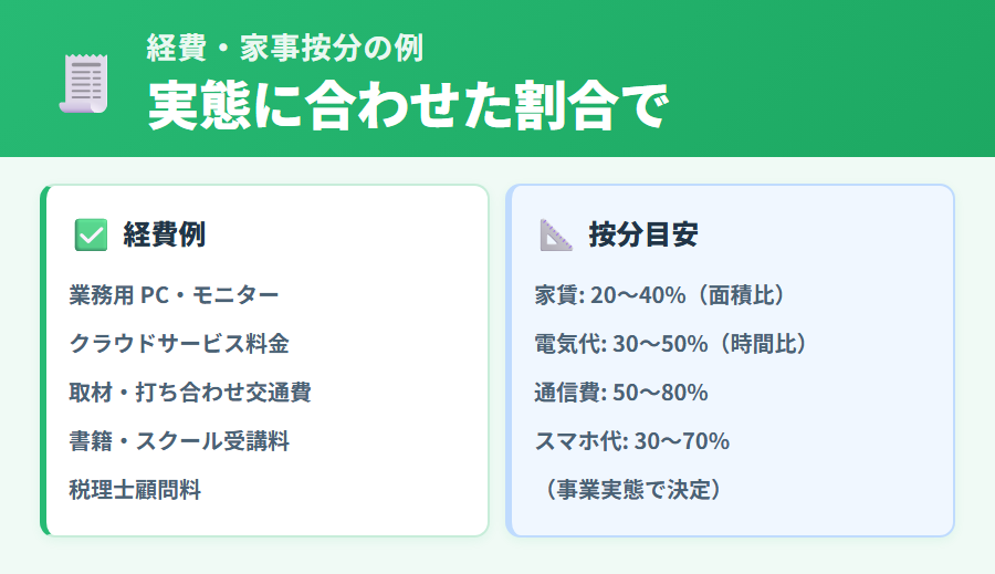 フリーランスの経費の範囲と家事按分例