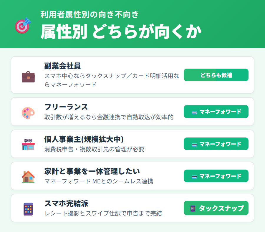 タックスナップ vs マネーフォワード 徹底比較